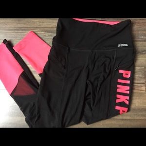 Black & Neon Pink Victoria’s Secret PINK Leggings